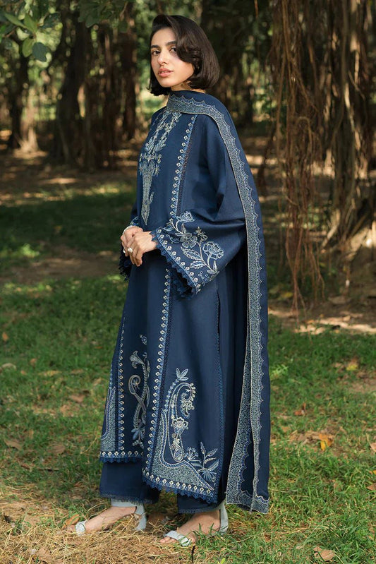 Sapphire 3-Piece Unstitched Air-Jet Dhanak Embroidered Winter Suit