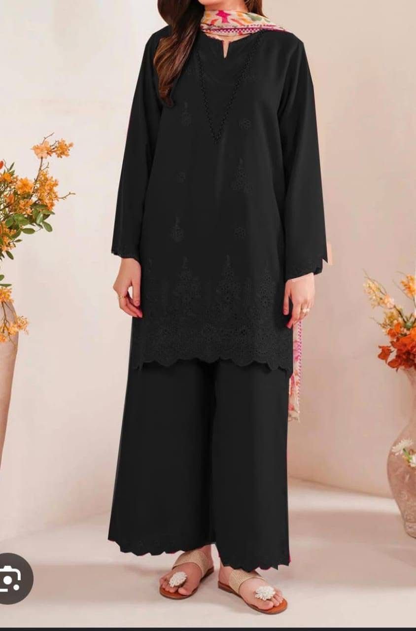 sapphire Dhanak 3-Piece Embroidered Suit