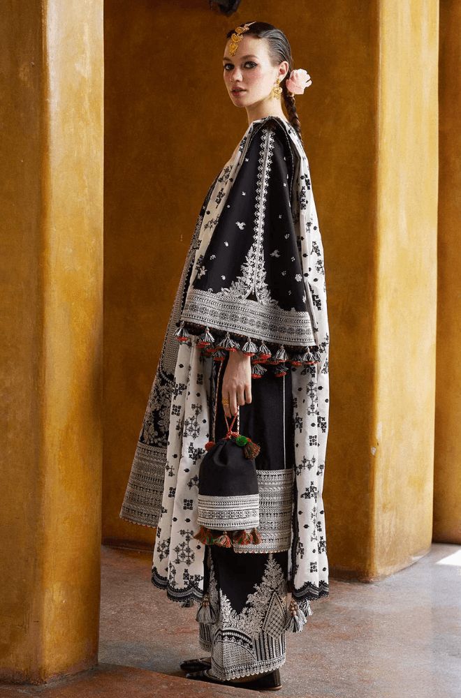 Heavy Embroidered Dhanak 3-Piece Suit with Cutwork Net Dupatta