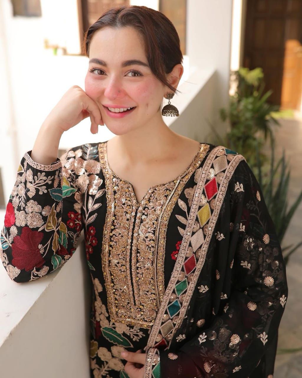 3PC Embroidered Chiffon Suit with Embroidered Back