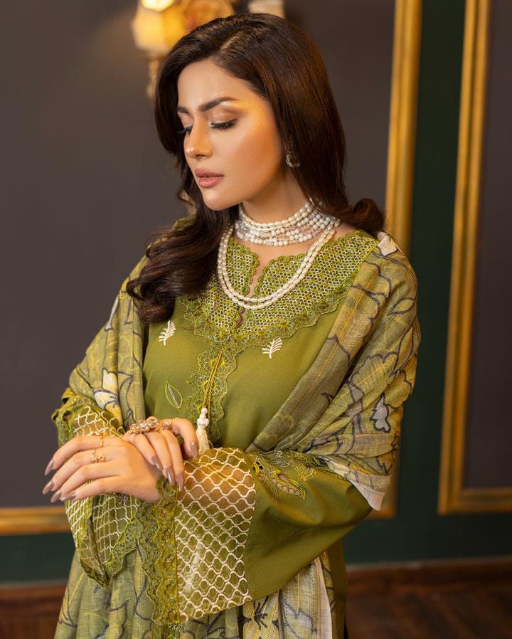 Full Heavy Laser-Cut Embroidery with Soft Pashmina Shawl