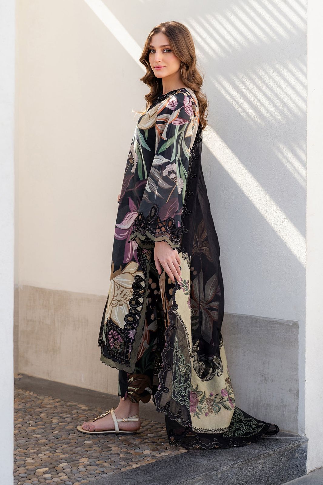 Full Heavy Laser-Cut Embroidery with Soft Pashmina Shawl