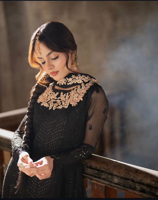 Azure Chiffon Embroidered Unstitched Collection Suit