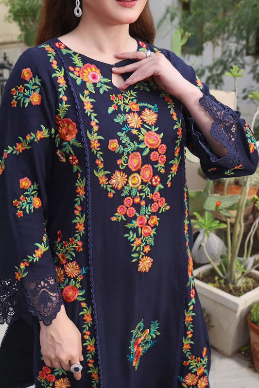 Embroidered Dhanak 3-Piece Suit (Winter Wear)