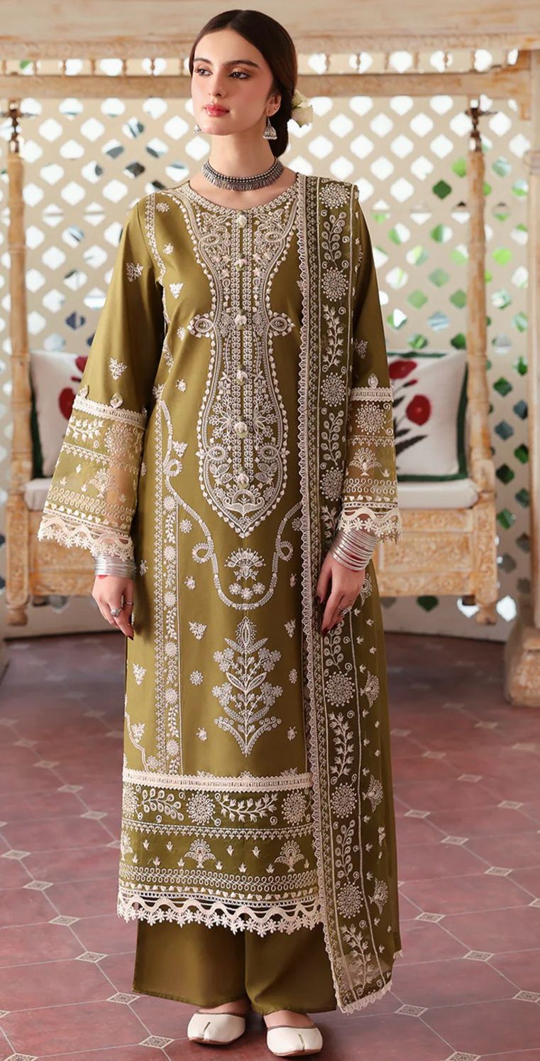 3 Pcs Unstitched Suit (Shirt, Dopatta, Trouser)&nbsp; &nbsp;&nbsp;Fabric (Full Ensemble): Dhanak