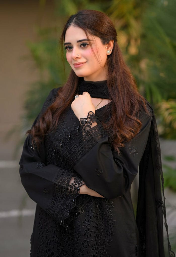 Embroidered Dhanak Suit - 3PC Winter Wear with Fully Embroidered Shawl & Patches