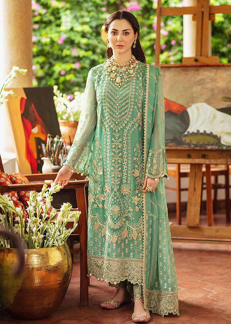frozeh SHEHNAI Wedding Collection Heavy Embroidered Chiffon 3PC Suit with Spangle Work