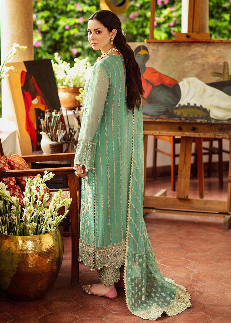 frozeh SHEHNAI Wedding Collection Heavy Embroidered Chiffon 3PC Suit with Spangle Work