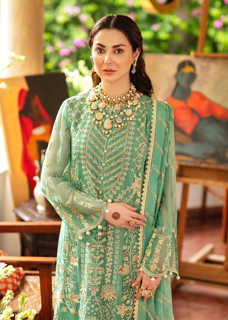frozeh SHEHNAI Wedding Collection Heavy Embroidered Chiffon 3PC Suit with Spangle Work