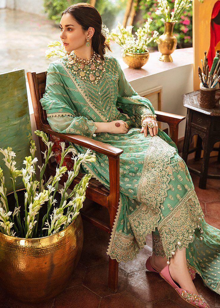 frozeh SHEHNAI Wedding Collection Heavy Embroidered Chiffon 3PC Suit with Spangle Work