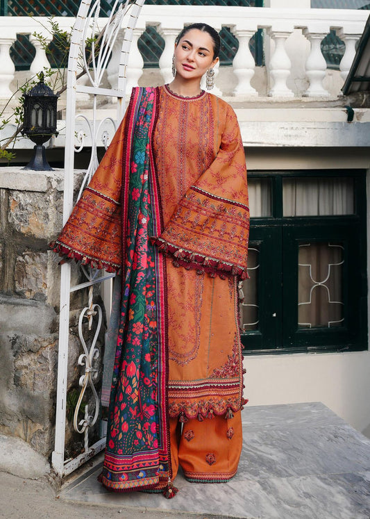 Hussain Rehar Premium Dhanak 3PC Heavy Embroidered Suit with Pashmina Shawl