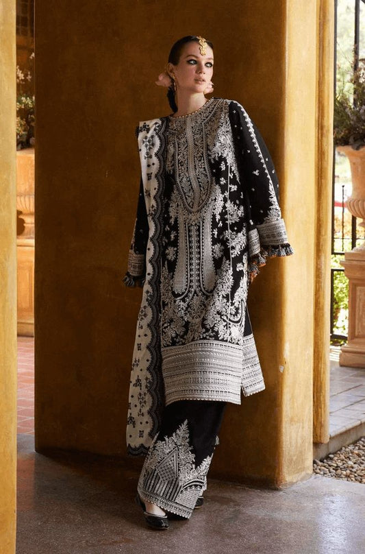 Heavy Embroidered Dhanak 3-Piece Suit with Cutwork Net Dupatta