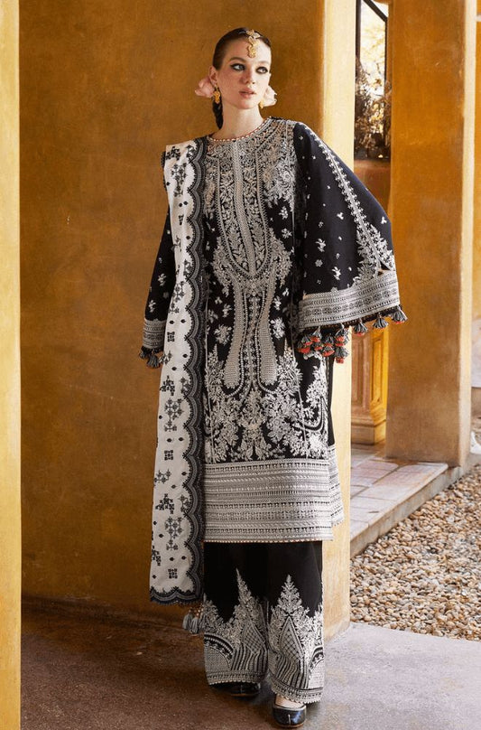Heavy Embroidered Dhanak 3-Piece Suit with Cutwork Net Dupatta