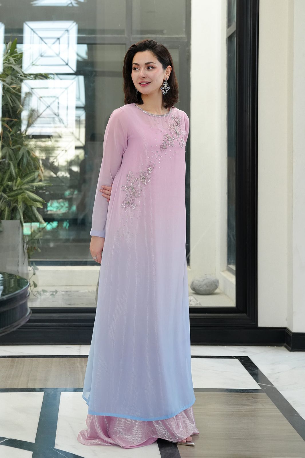 LULUSAR Unstitched Replica Chiffon Suit with Raw Silk Trouser - New Color (55" Length)