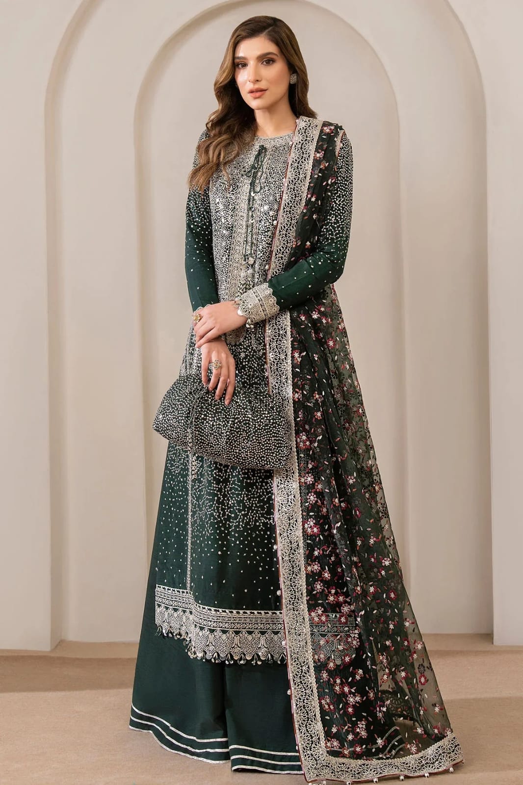 GULAAL Embroidered Net 3-Piece Suit (Master Replica)