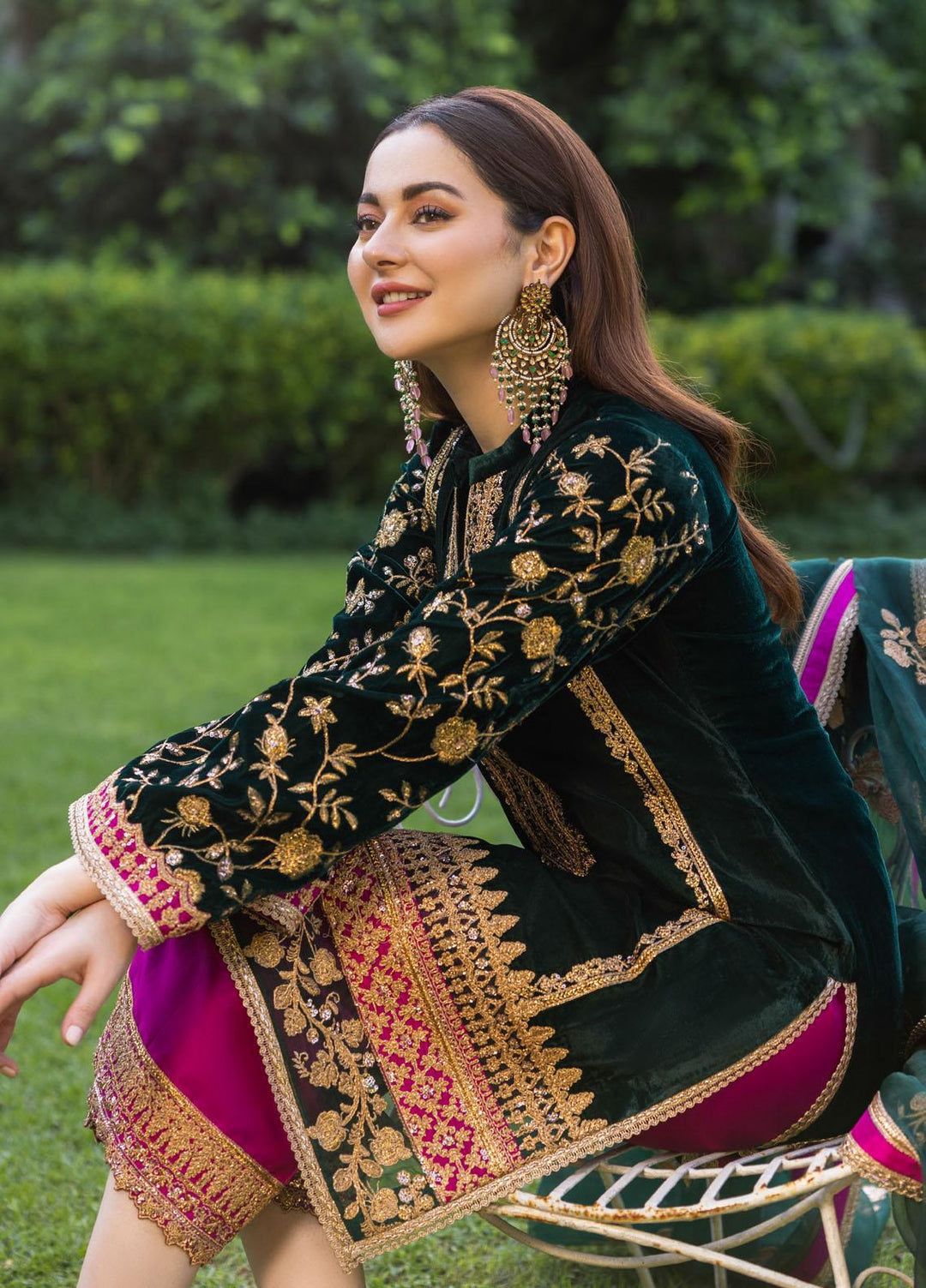 LULUSAR Inspired Unstitched Chiffon Suit with Raw Silk Trouser &amp; Inner (55" Length