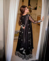 Elegant Zari &amp; Sequence Embroidered Chiffon Frock (Unstitched Replica)