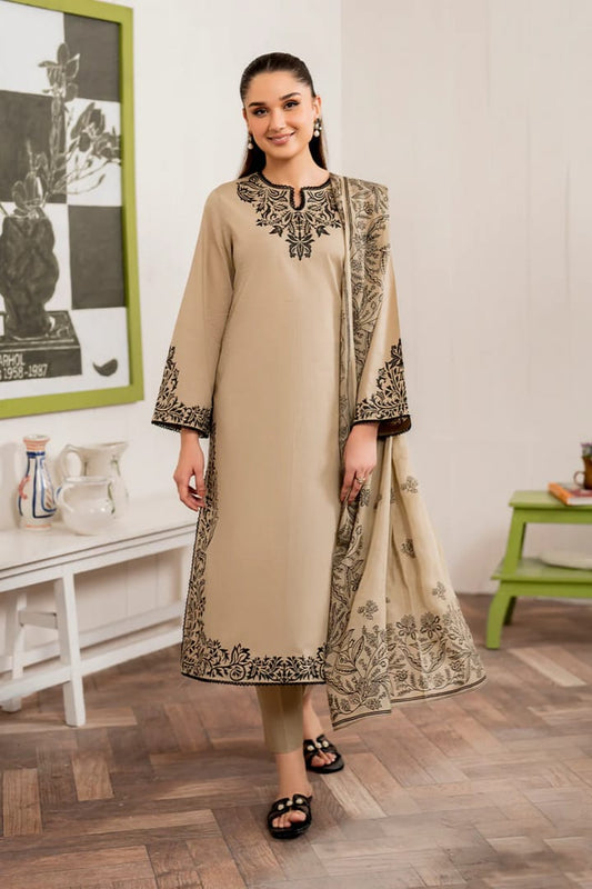 Premium Dhanak 3-Piece Embroidered Suit