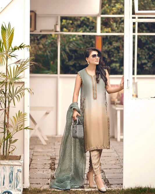 Organza (Shirt & Dupatta), Silk (Trouser)